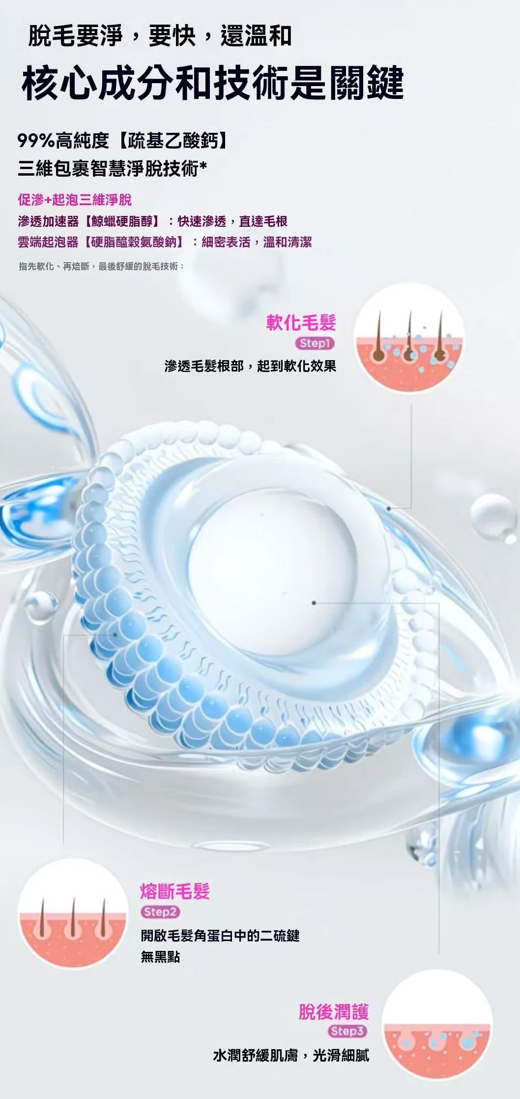 Cloud-like silky hair removal mousse