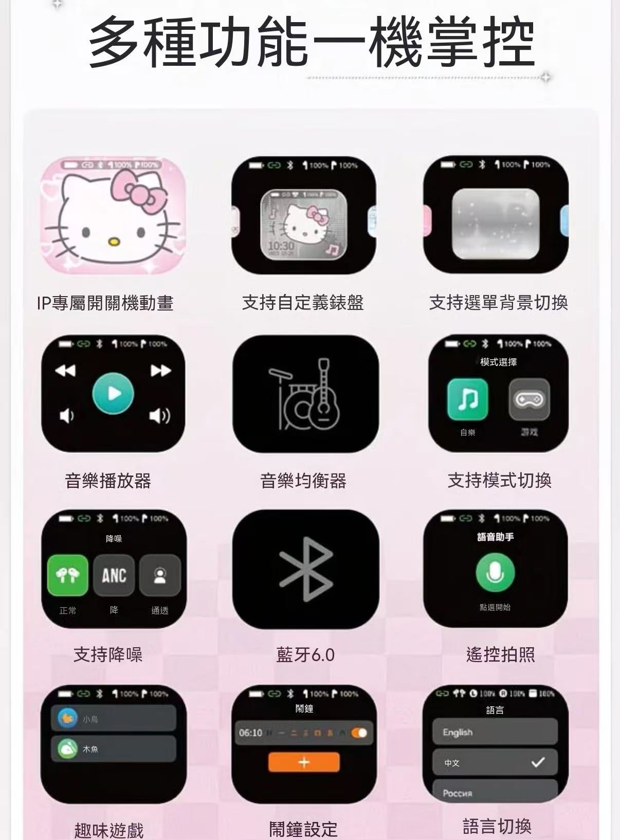 Hello Kitty Phone-Shaped Screen Bluetooth Earbuds