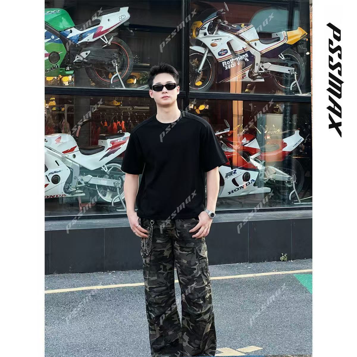 [Shujixian] Men's Versatile Structured Casual Short-Sleeved T-Shirt for Plus-Size Men