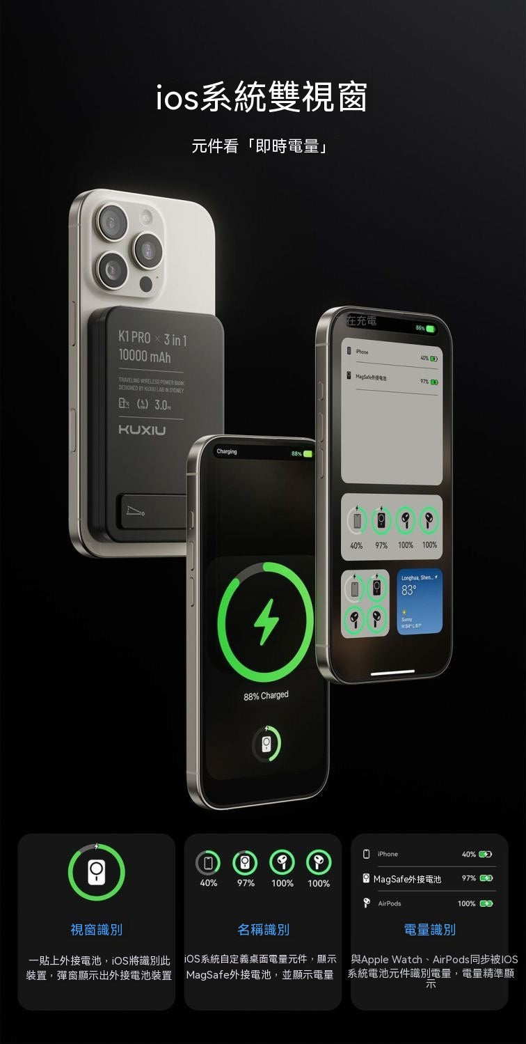 K1旅行三合一磁吸行動電源