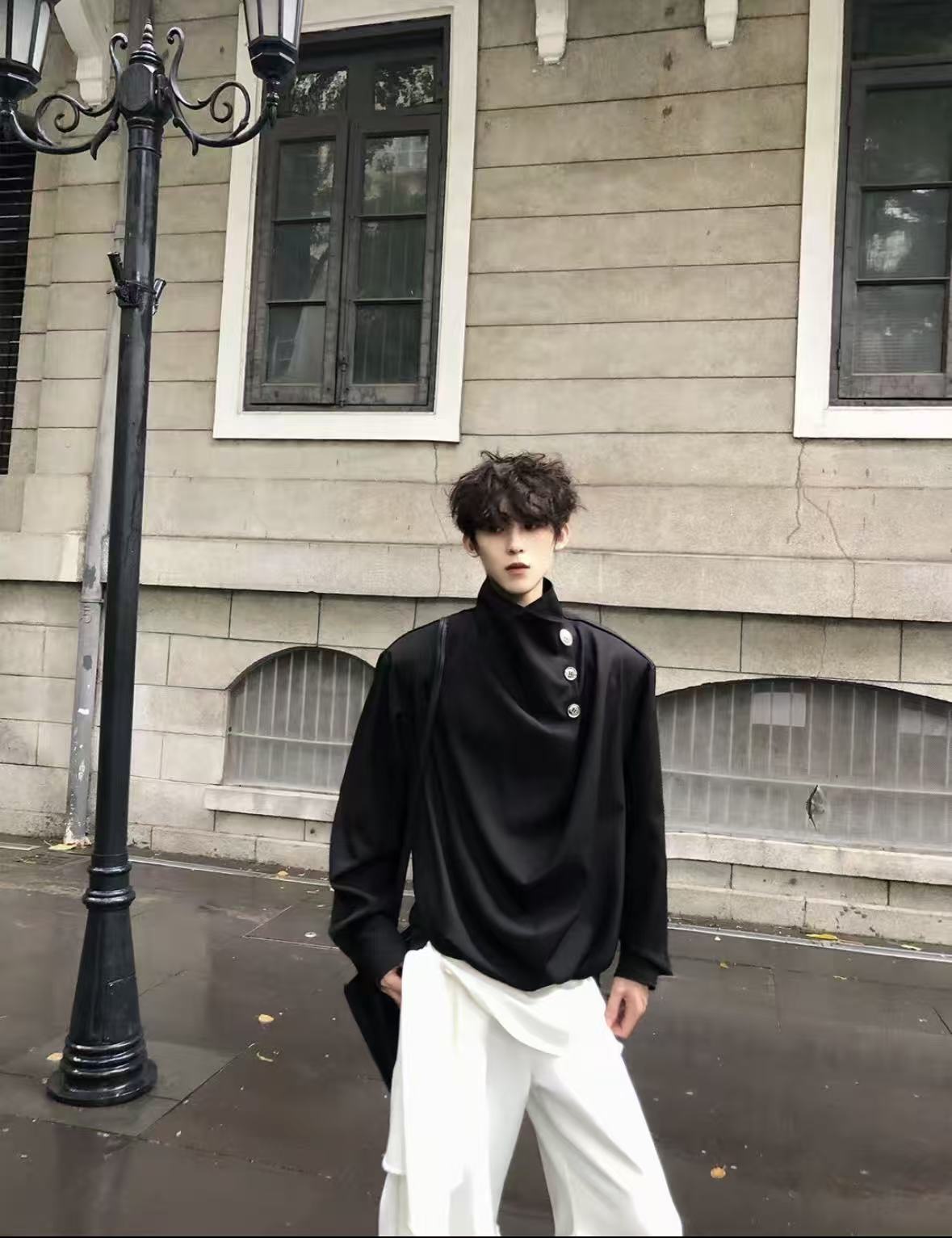Original Niche Irregular Multi-Button Scarf-Collar Shirt (Yuta Okkotsu Cosplay)