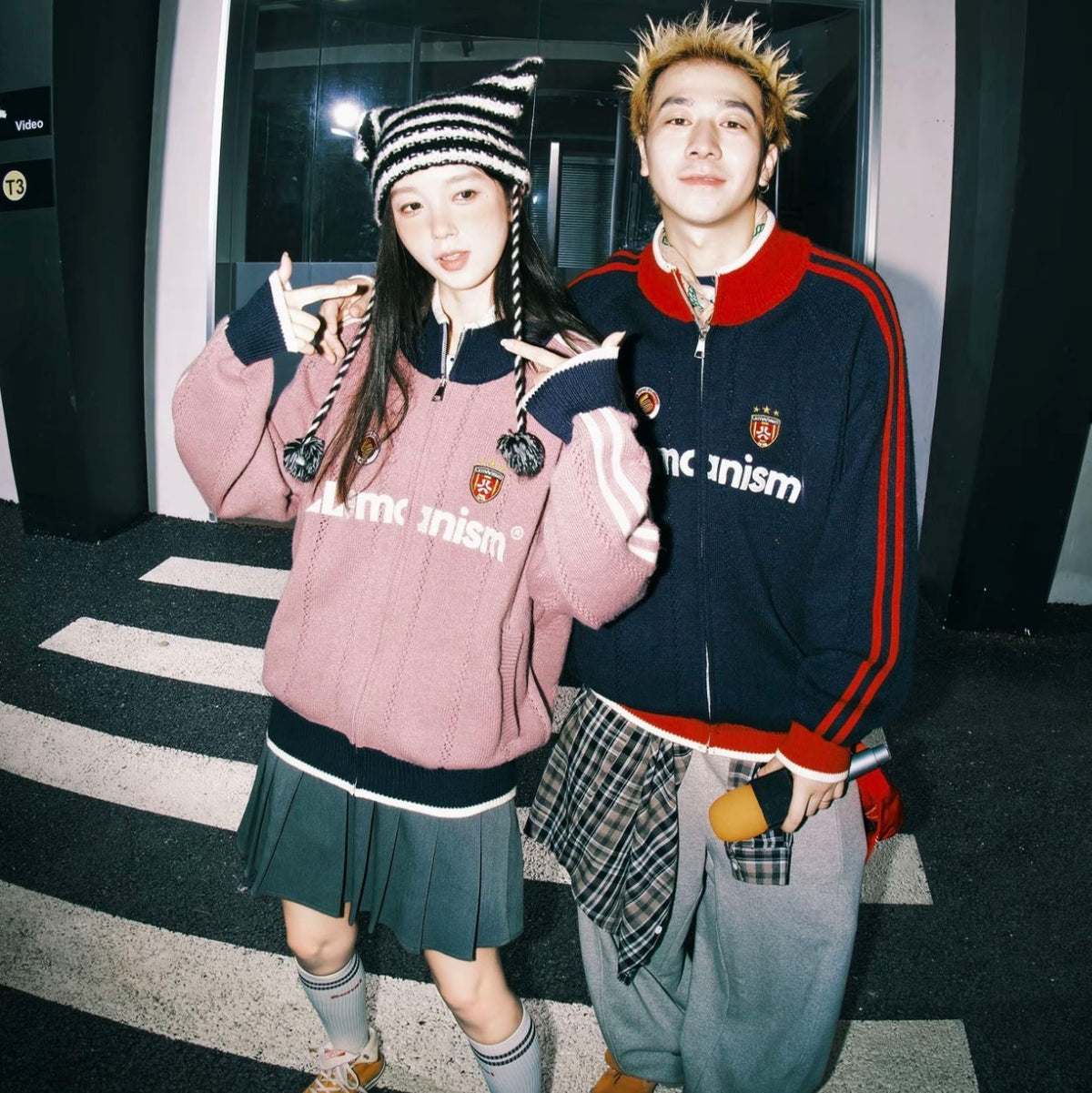 復古兩條槓外套男女秋季夾克