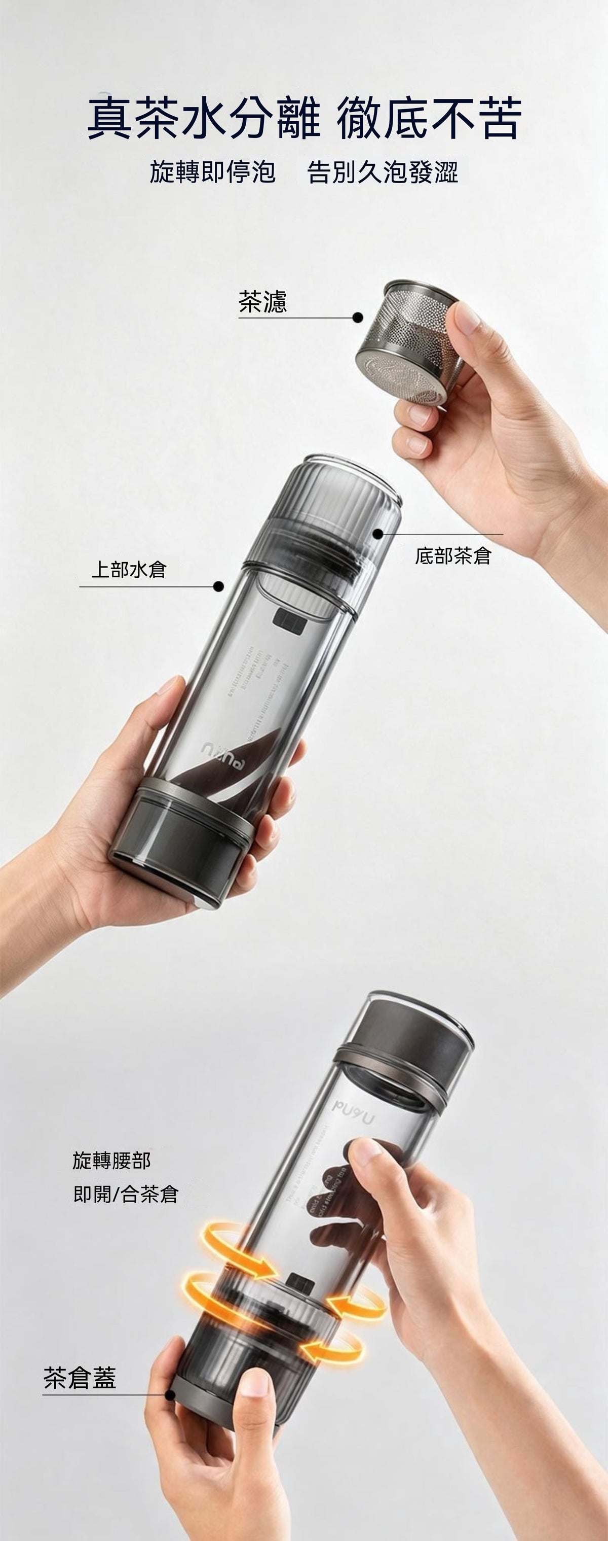 Semi-Insulated Black Tech True Tea-Water Separation Cup