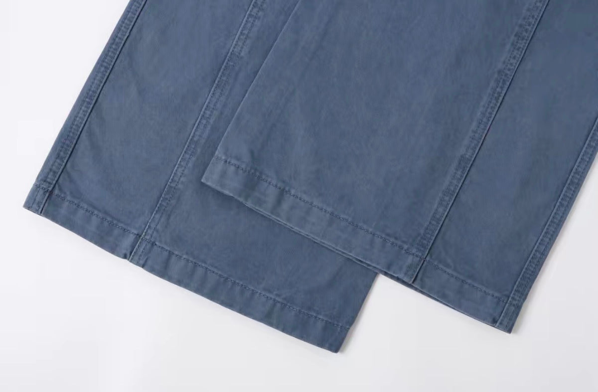 American retro vintage washed loose straight-leg jeans