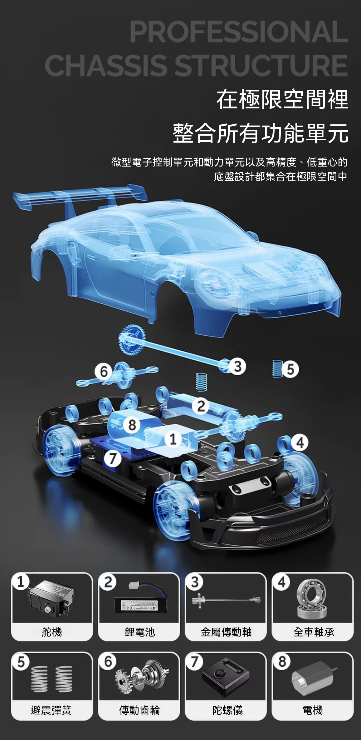 1/24 Scale Gyroscope Painted 4WD Drift Car