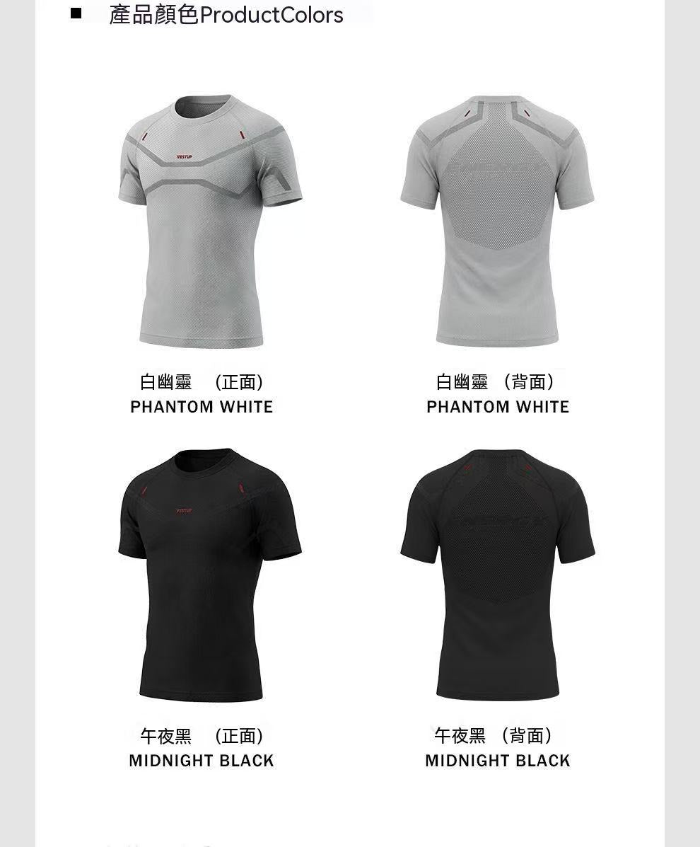 VEST UP【RACING】賽車風碳纖維無縫短袖顯大塑形緊身健身男裝T恤