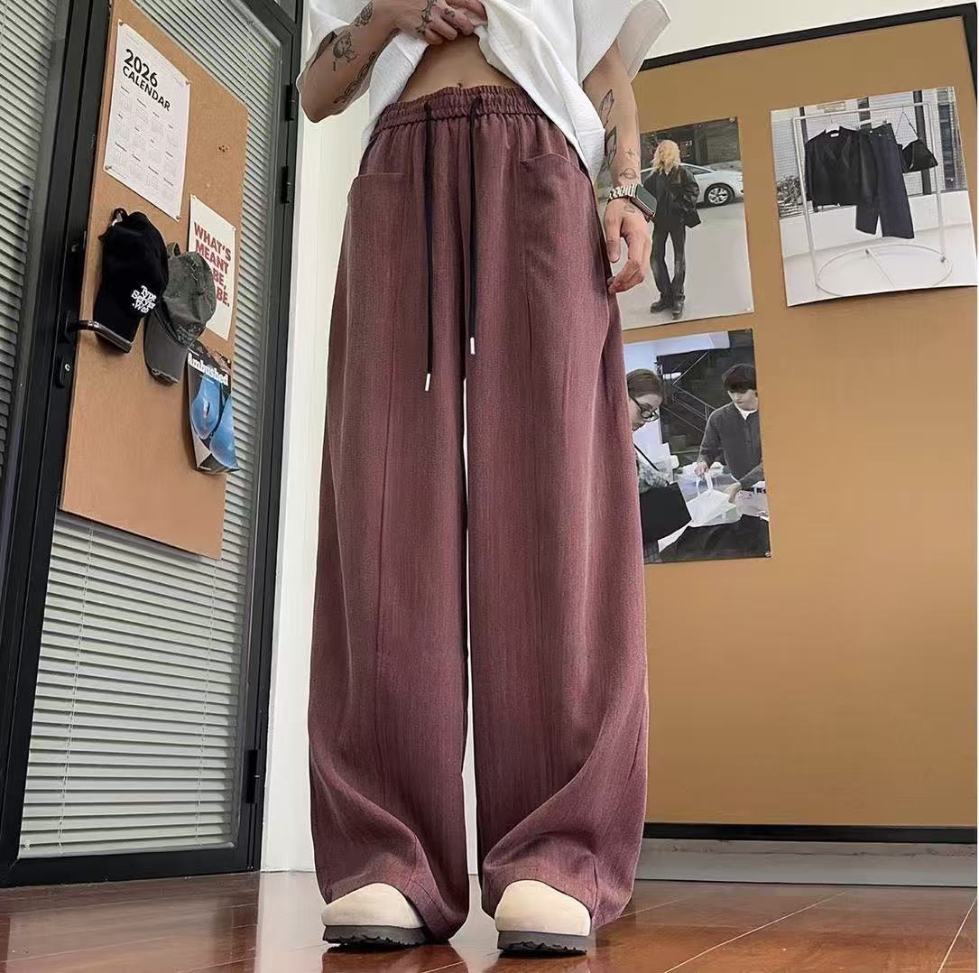 夏男老錢風寬鬆冰絲透氣百搭西褲