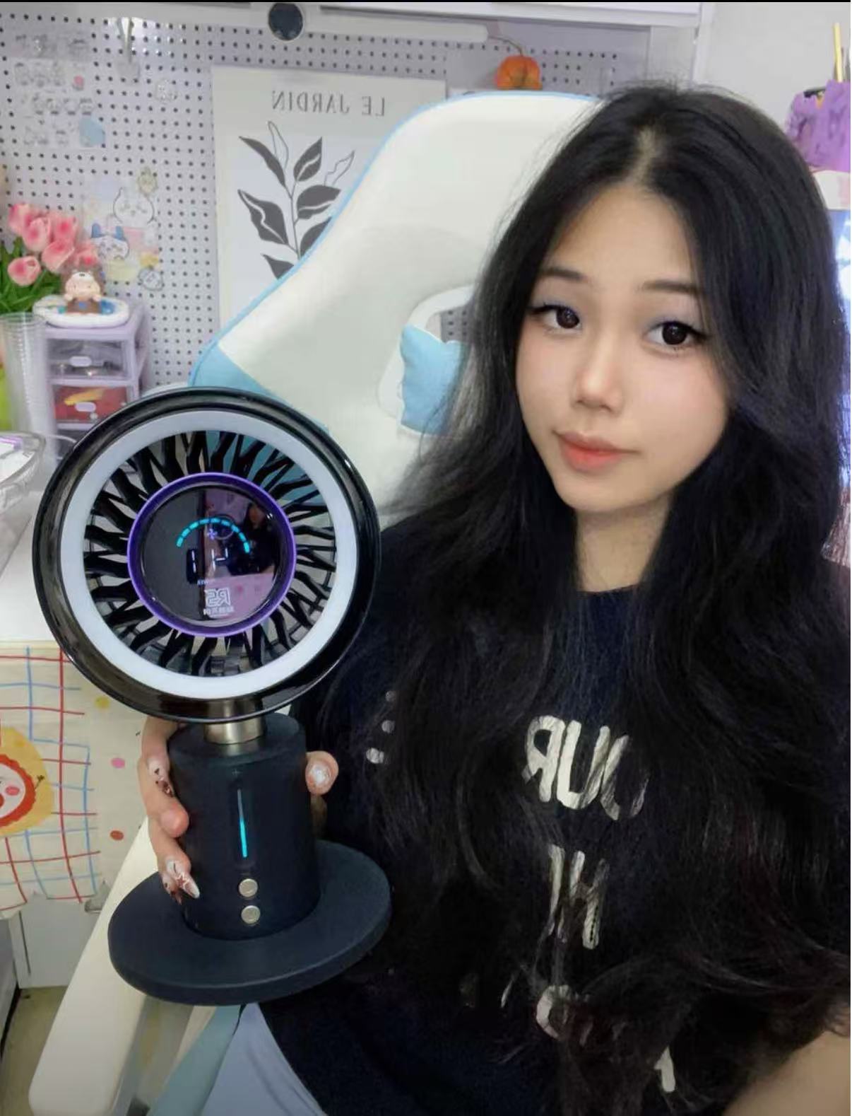 Multifunctional High-Speed Portable Cooling USB Charging Oscillating Desk Fan with LED Ambient Light and Circulating Air (Aurora Fan Generation 1)