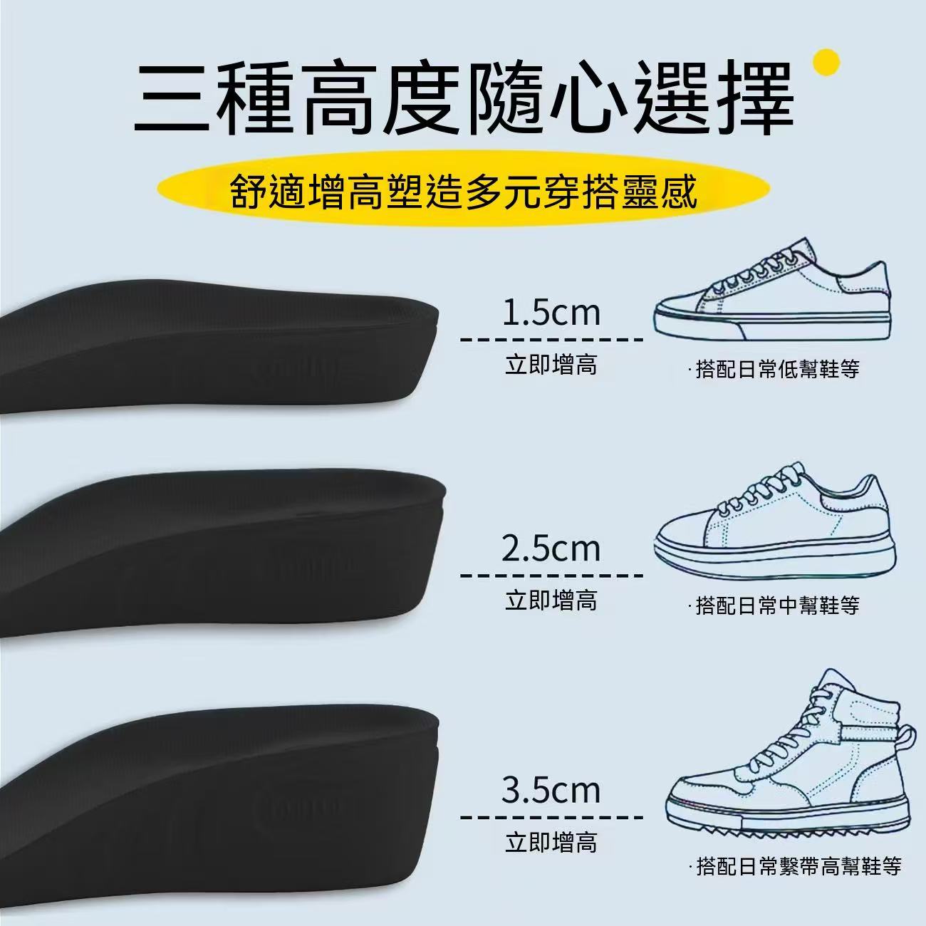 蝸牛足弓七分增高鞋墊