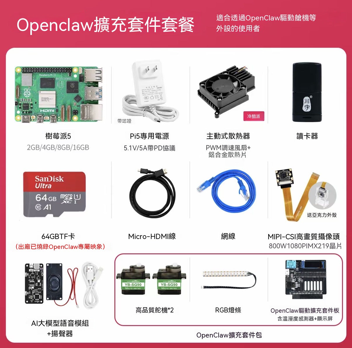 Raspberry Pi 5 開發板全系列套裝