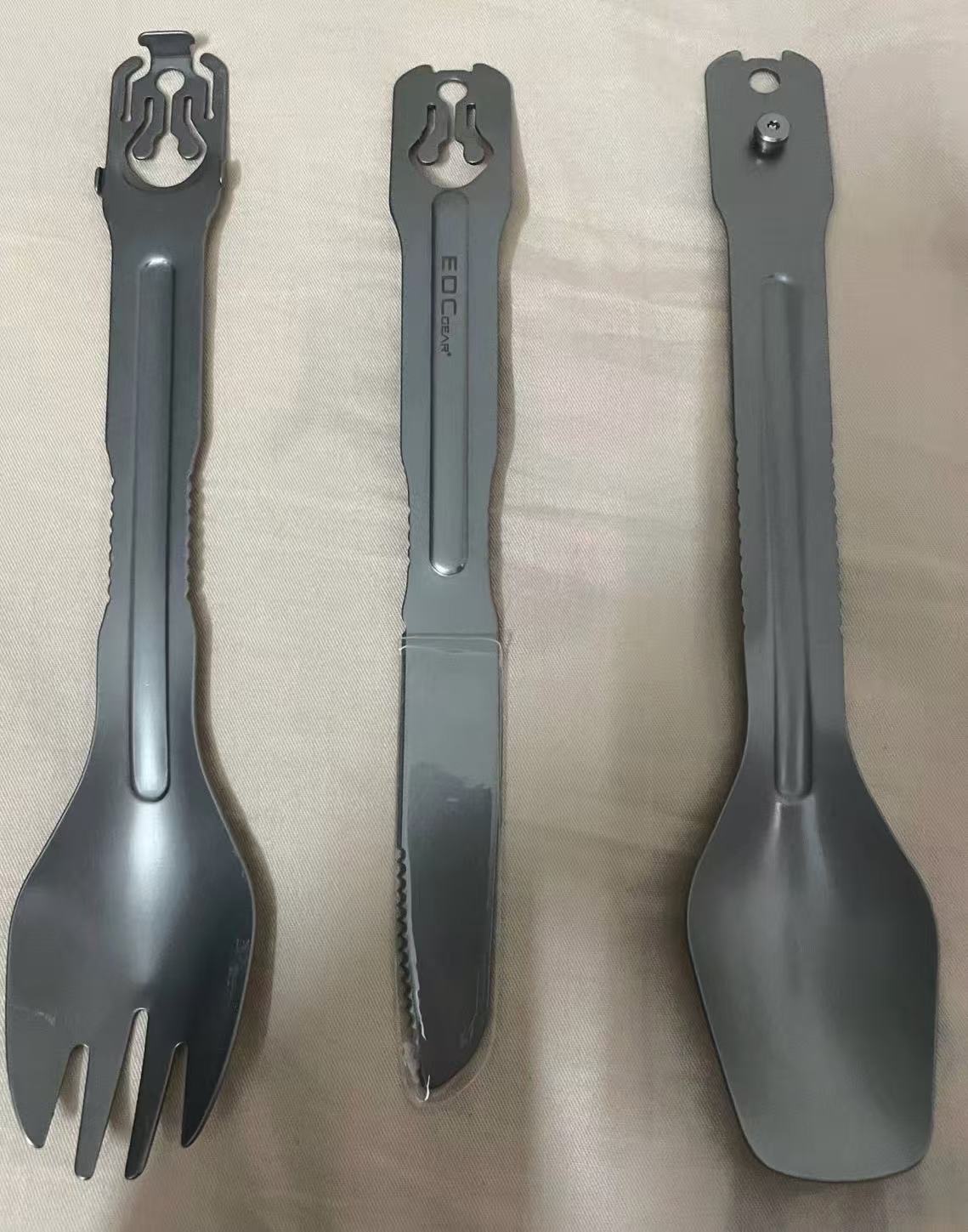 Titanium Alloy Detachable Camping Cutlery Set (3-piece)