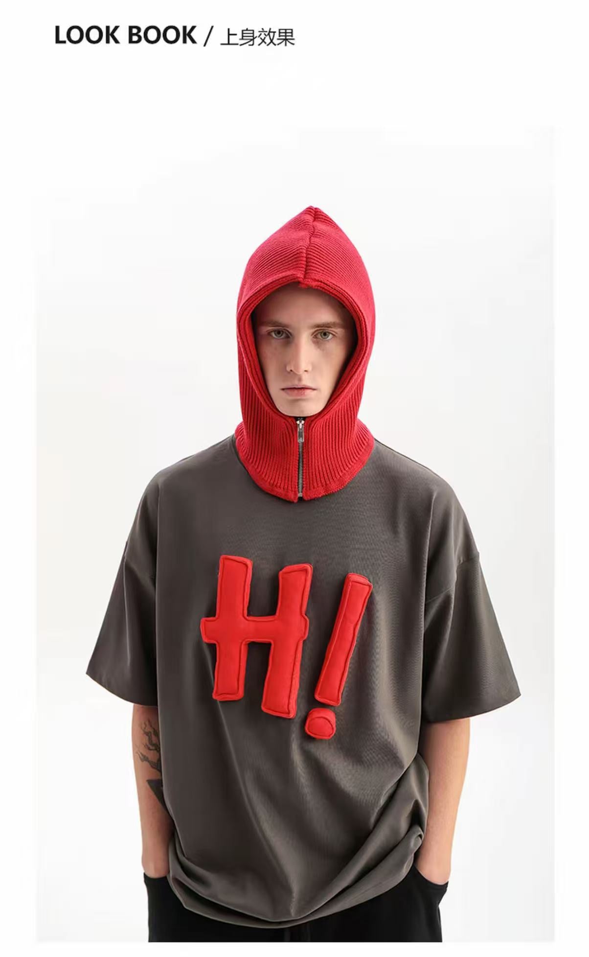 3D H! Cotton-padded short-sleeved T-shirt