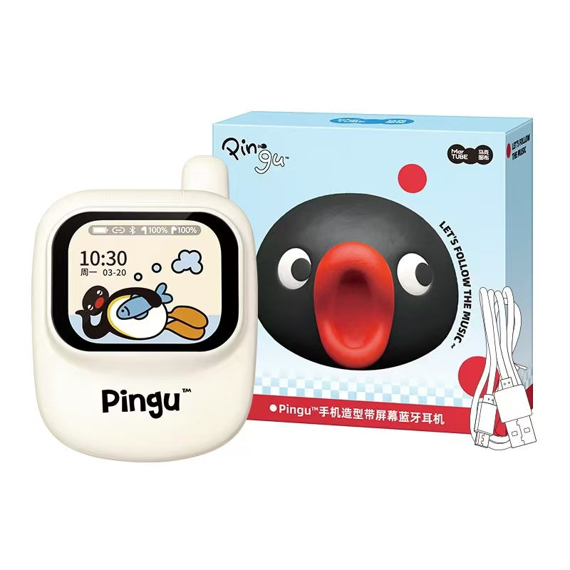 Pingu企鵝手機造型螢幕藍牙耳機禮盒套裝