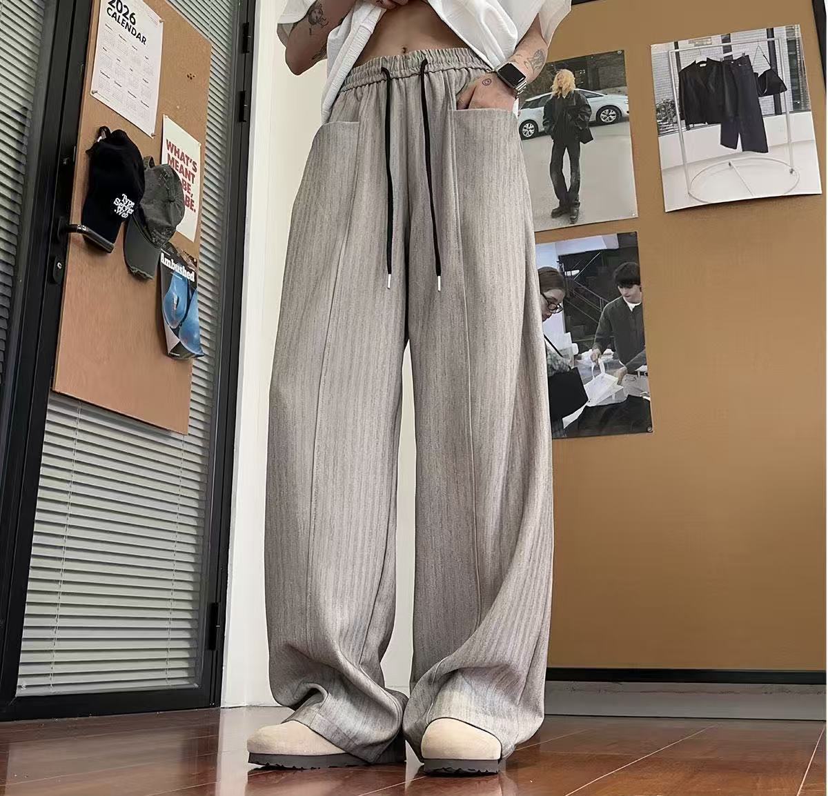 夏男老錢風寬鬆冰絲透氣百搭西褲