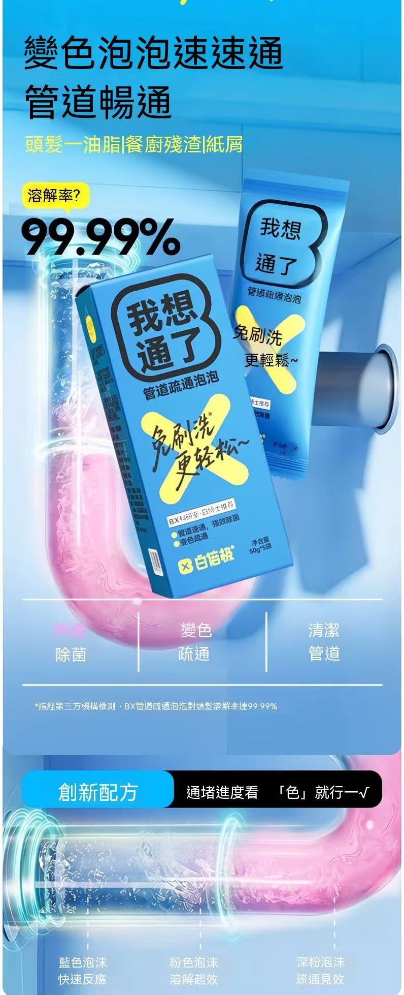 「我想通了」管道疏通泡泡粉