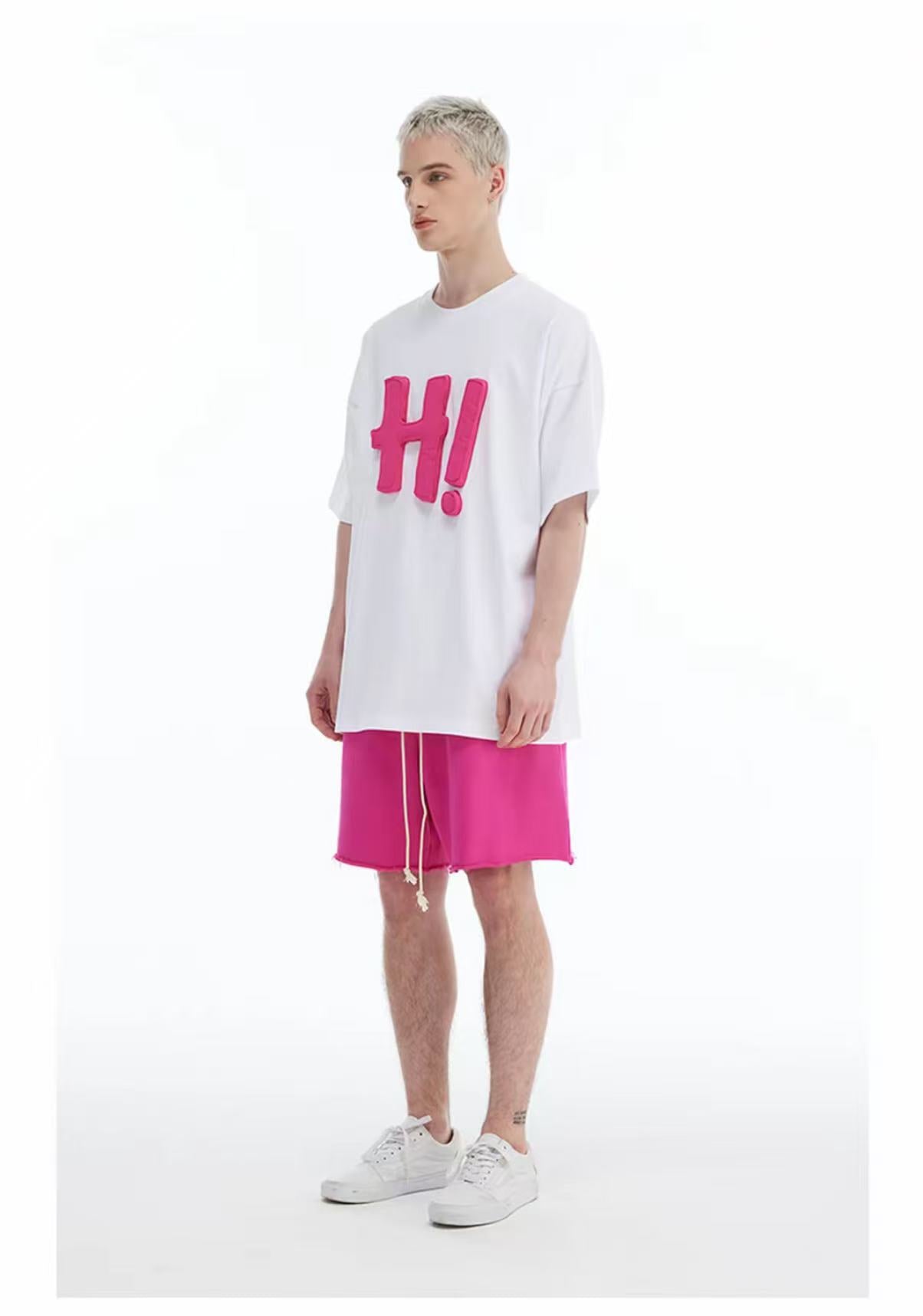 3D H! Cotton-padded short-sleeved T-shirt