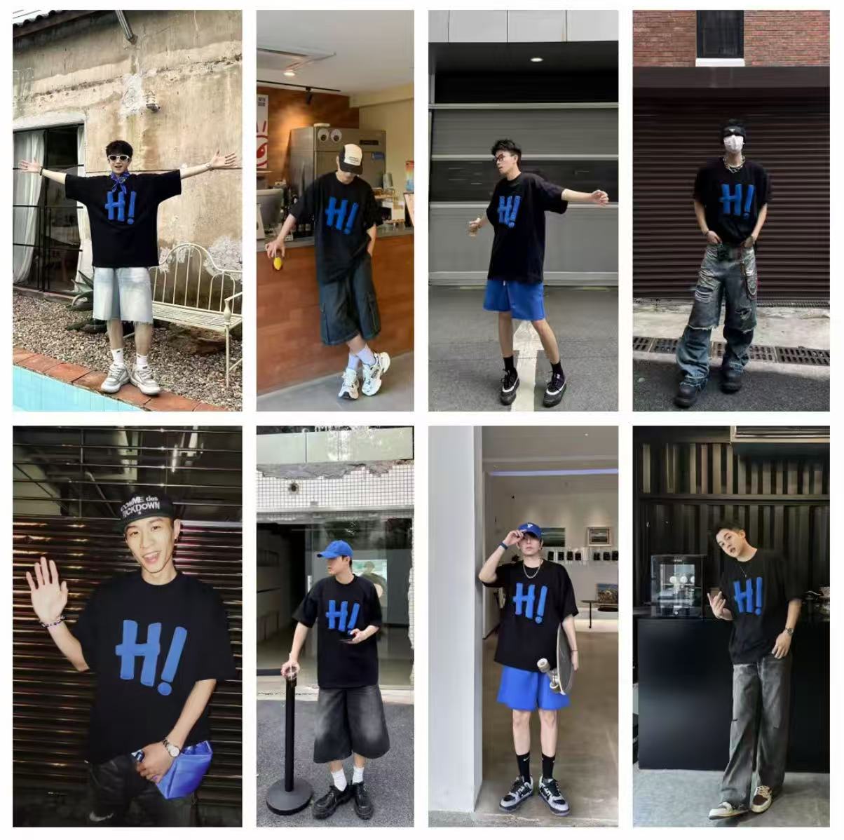 3D H! Cotton-padded short-sleeved T-shirt