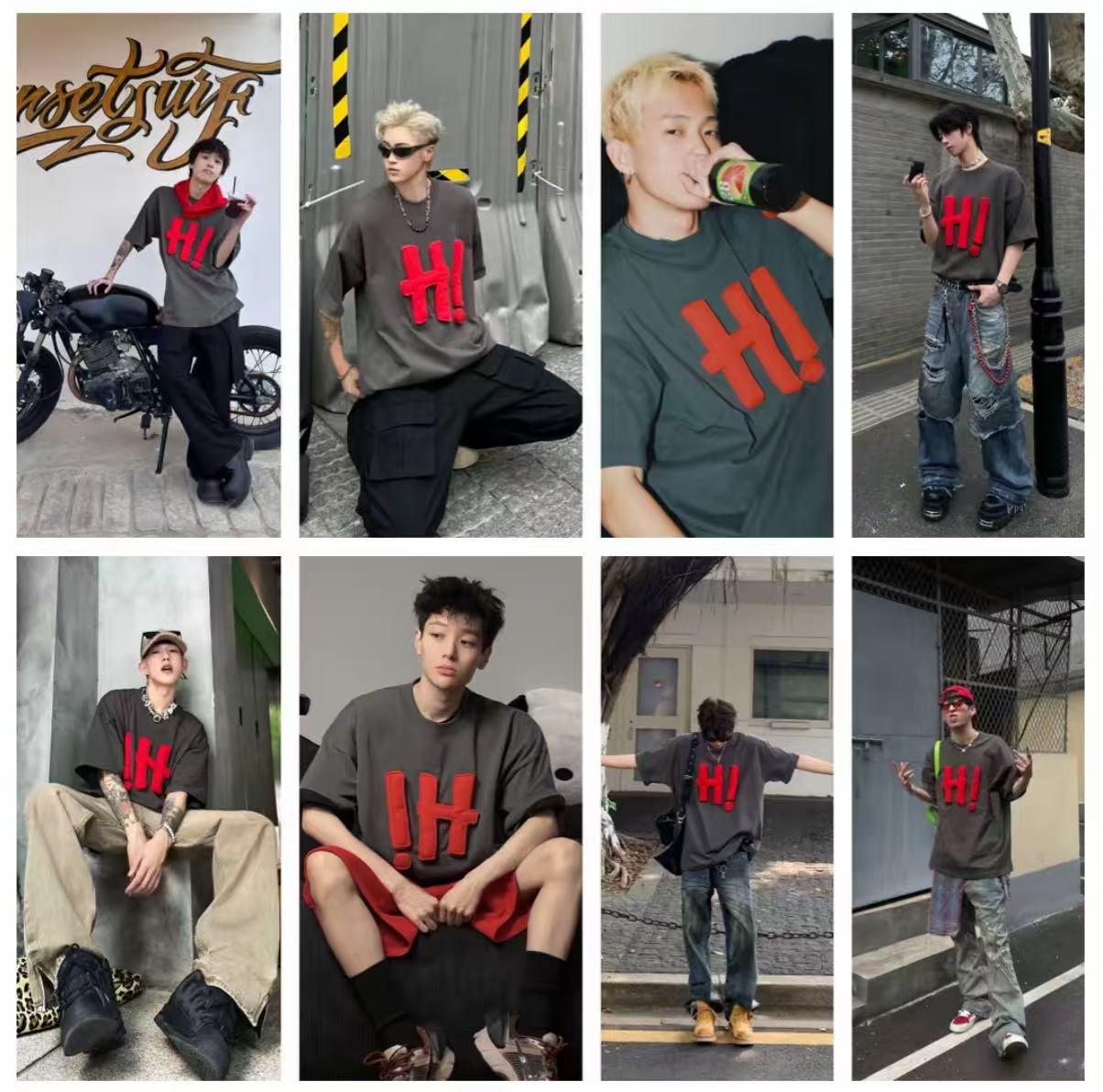 3D H! Cotton-padded short-sleeved T-shirt