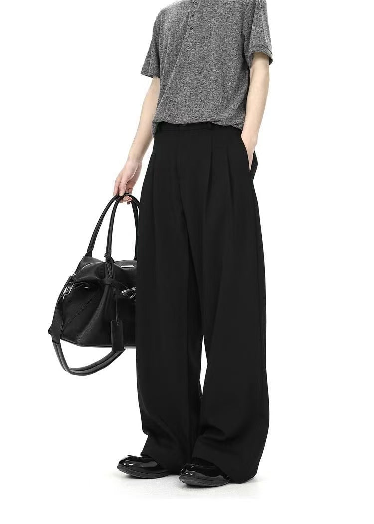 Summer Sophisticated Draping 3D Old Money Style Loose Versatile Suit Trousers