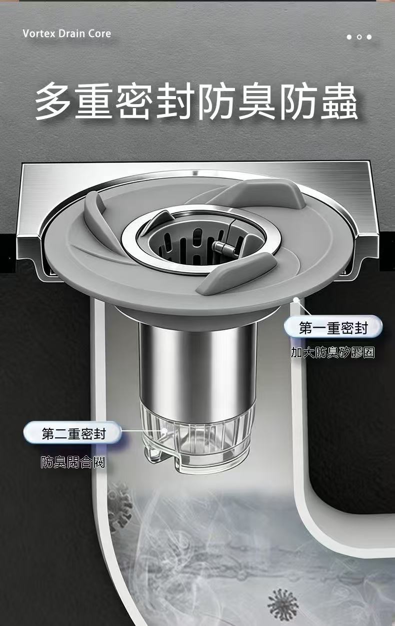 （專利發明！）磁吸分體濾網防臭地漏芯