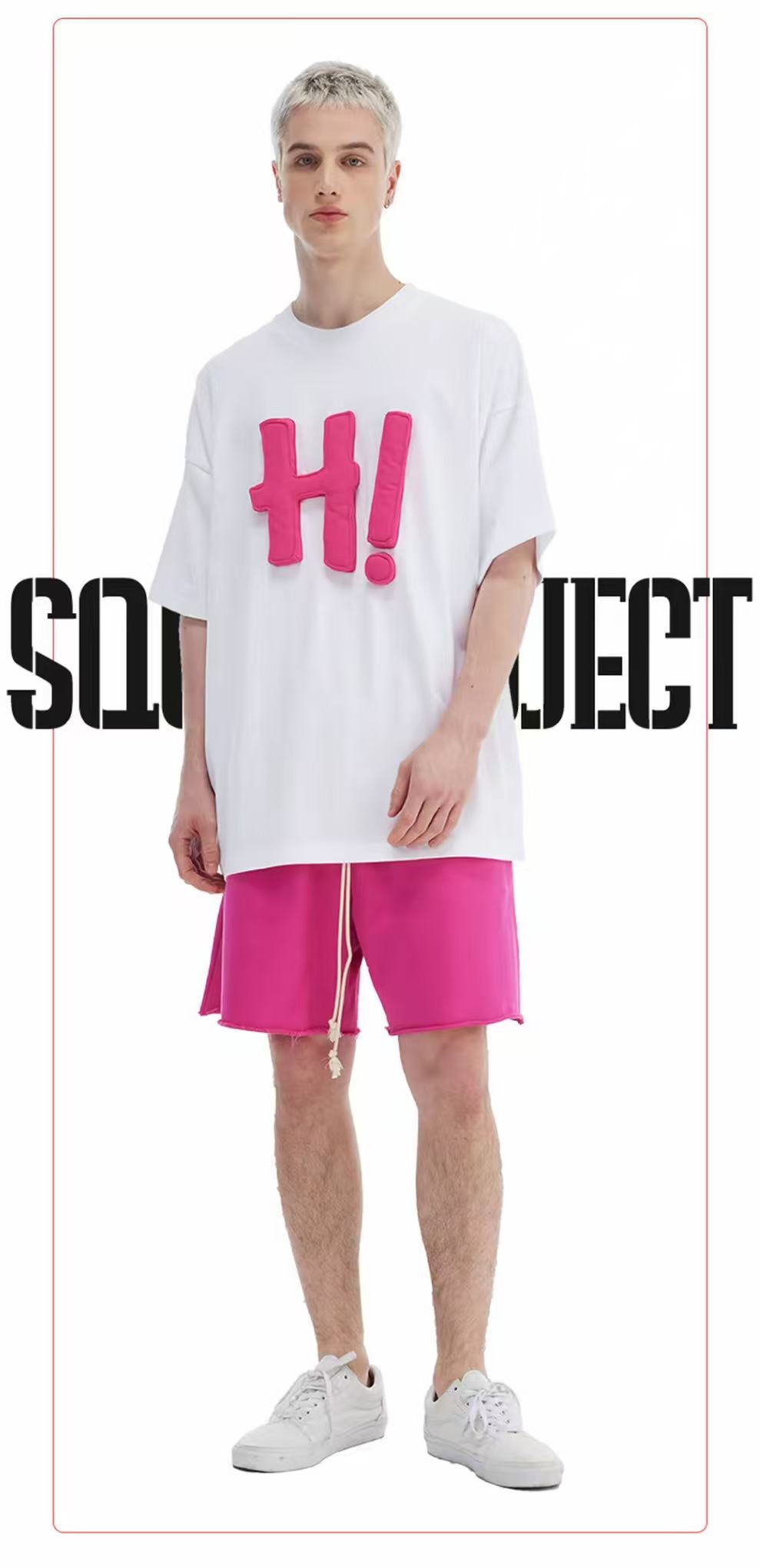 3D H! Cotton-padded short-sleeved T-shirt