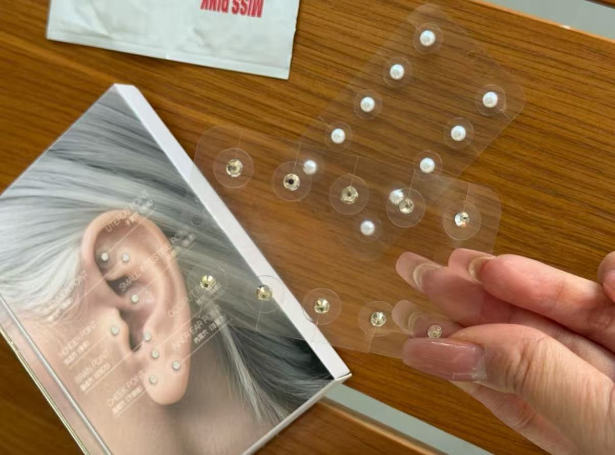 MISSPINK Non-Pierced Ear Stickers with Ear Acupoint, Punch-Free 3D Face Contouring Fashion Health Acupressure Ear Stickers