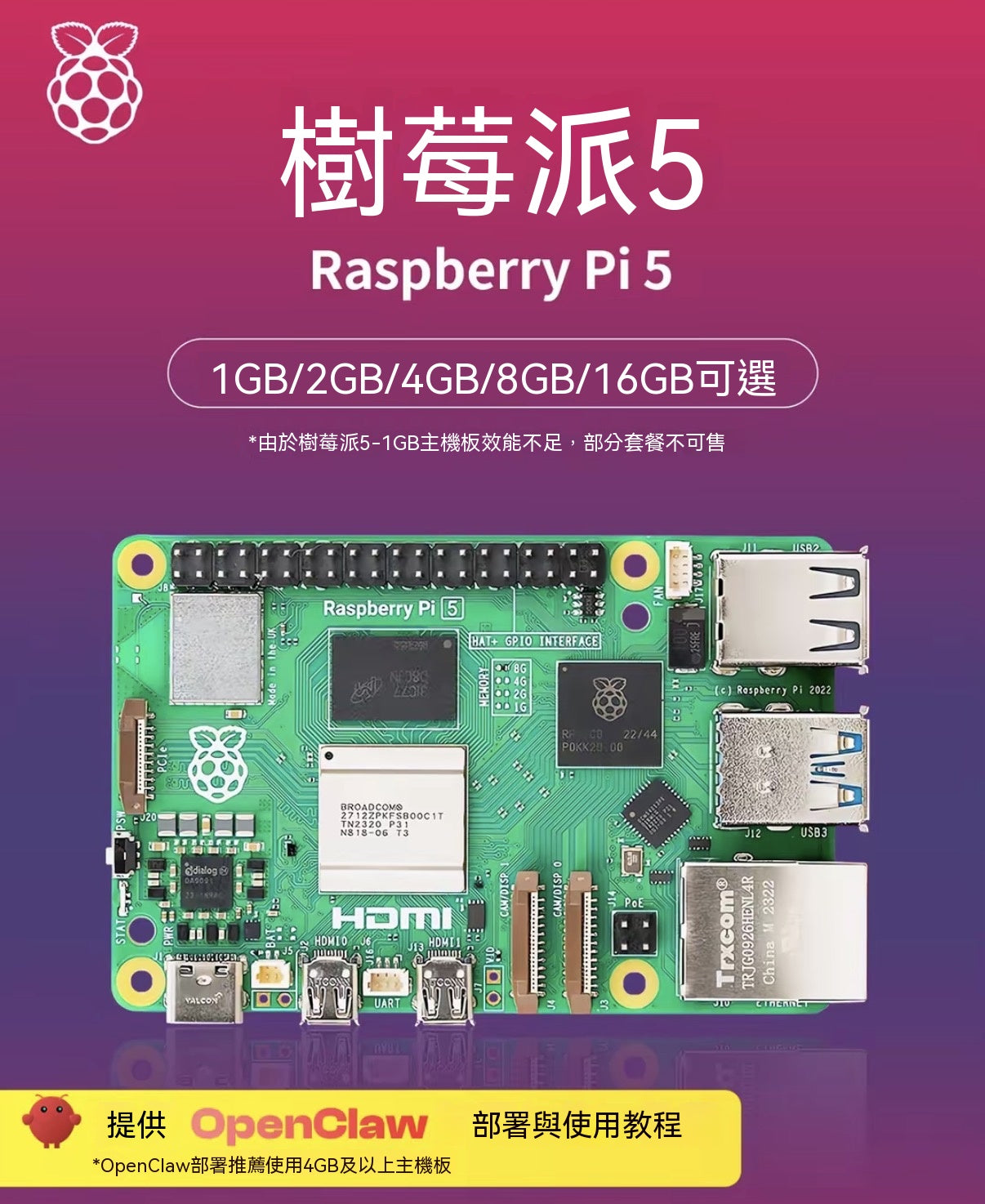 Raspberry Pi 5 開發板全系列套裝