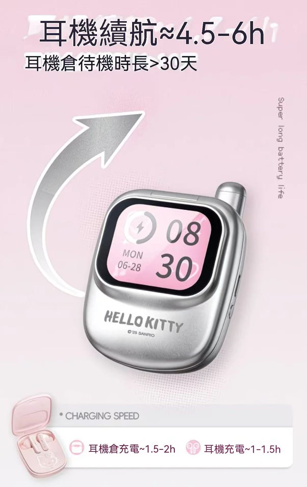 Hello Kitty Phone-Shaped Screen Bluetooth Earbuds