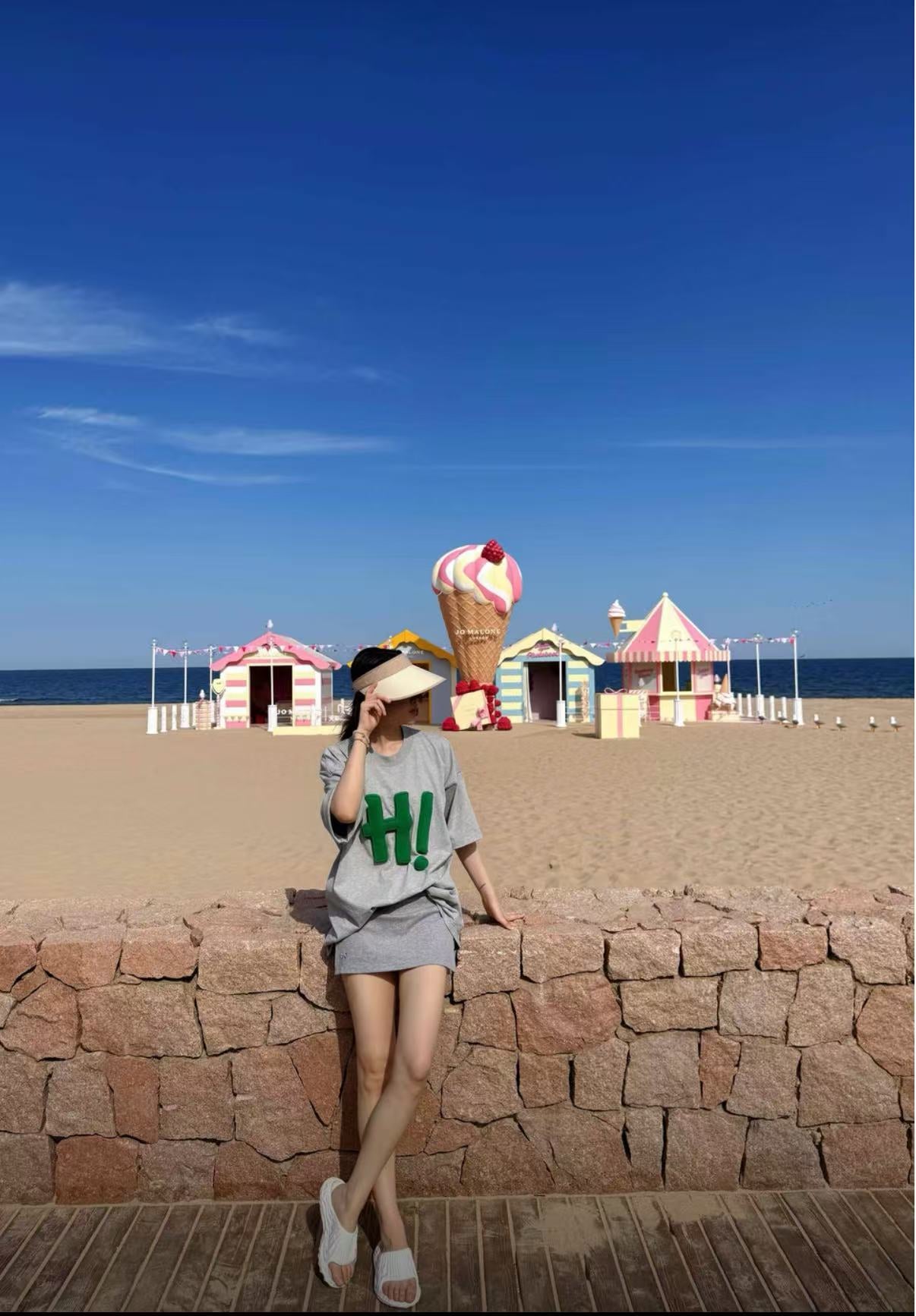 3D H! Cotton-padded short-sleeved T-shirt