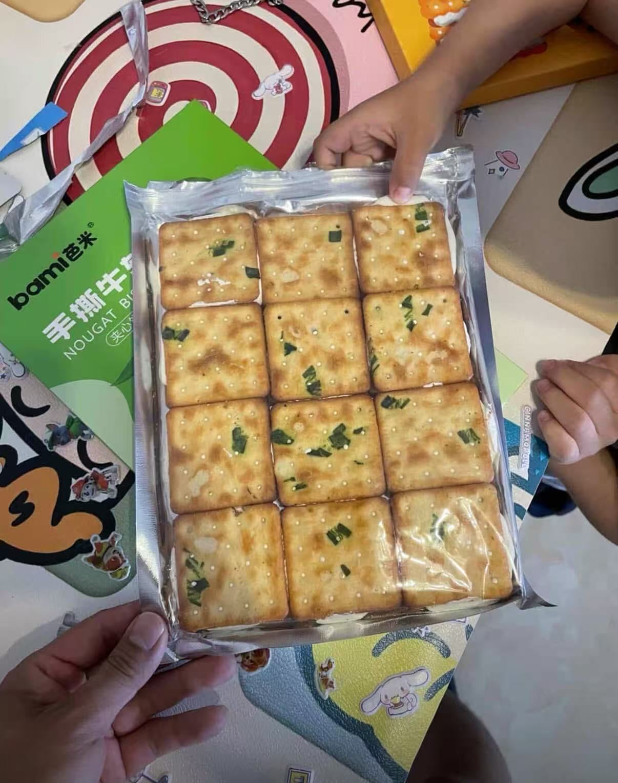 Giant, super satisfying! Hand-torn nougat crackers