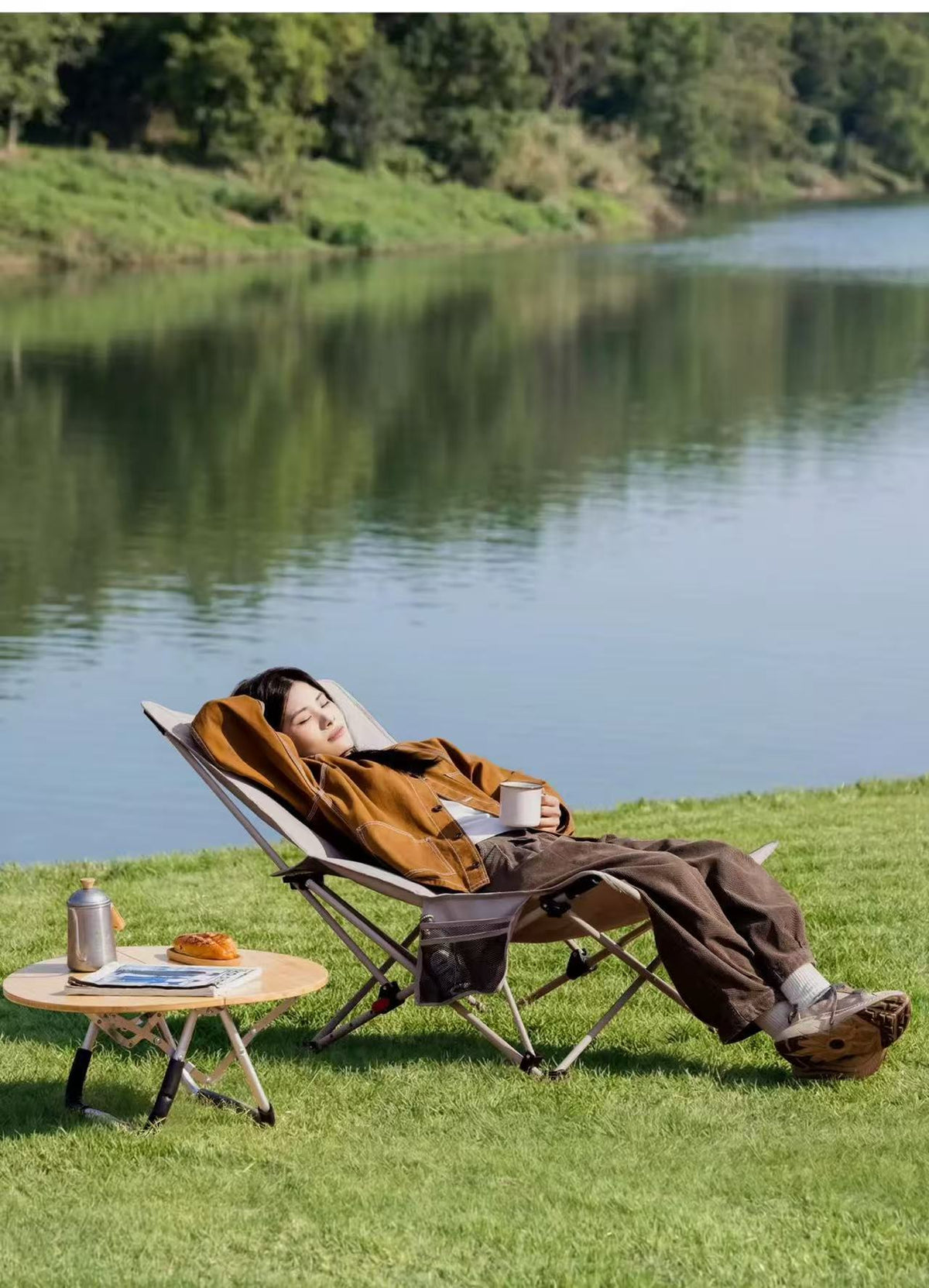 Starfish 003 Collapsible Oversized Recliner Camping Moon Chair with Four Reclining Positions