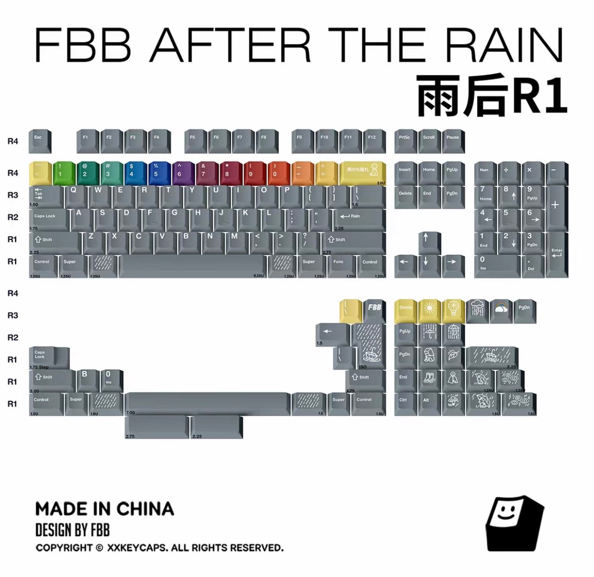 PBT Keycaps Rain After Theme Dye-Sublimated Keycaps