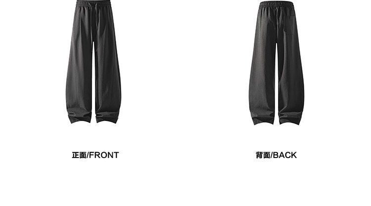 Old-money style hemp wide-leg casual pants