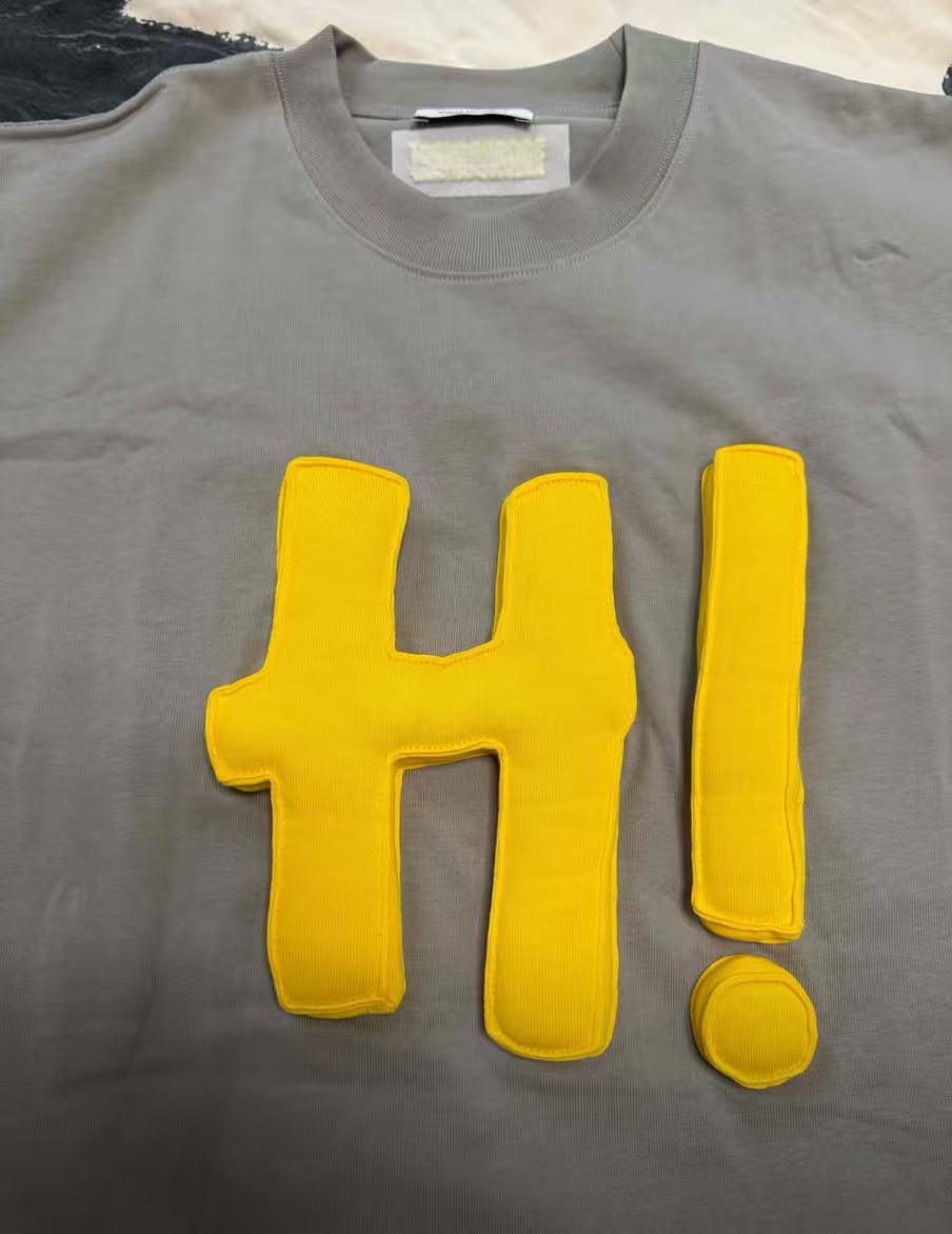 3D H! Cotton-padded short-sleeved T-shirt