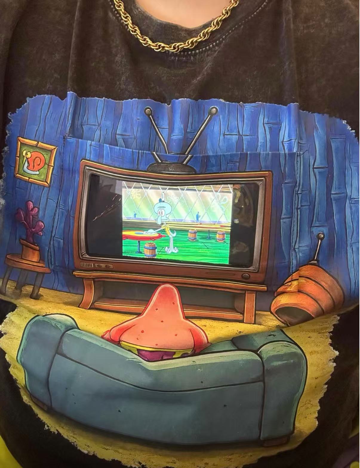 Patrick Star Animated TV Graphic Cotton Short Sleeve T-Shirt