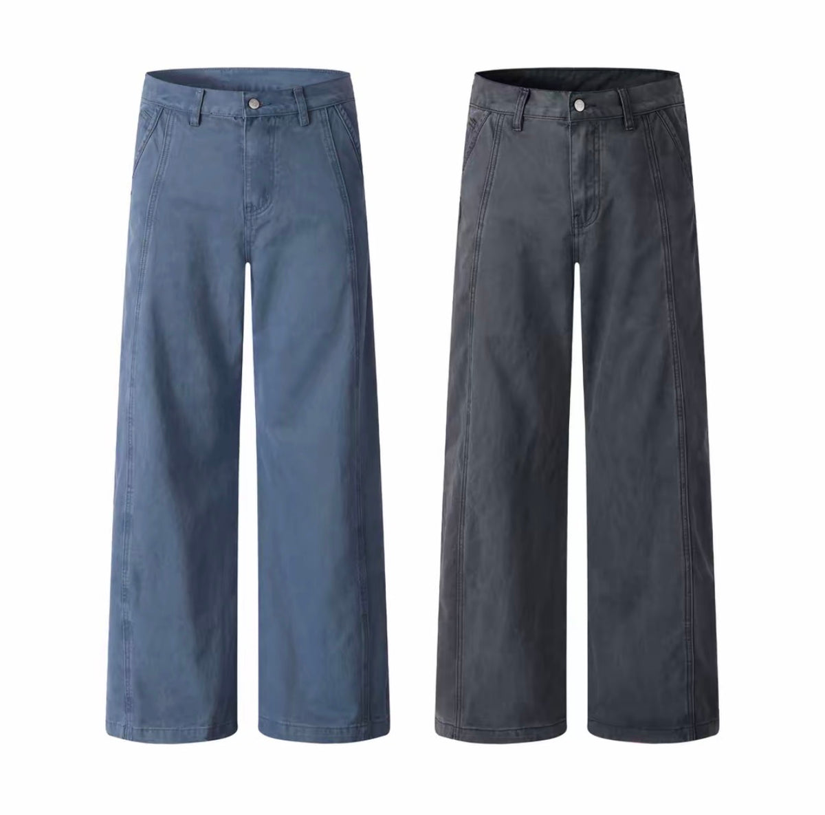 American retro vintage washed loose straight-leg jeans