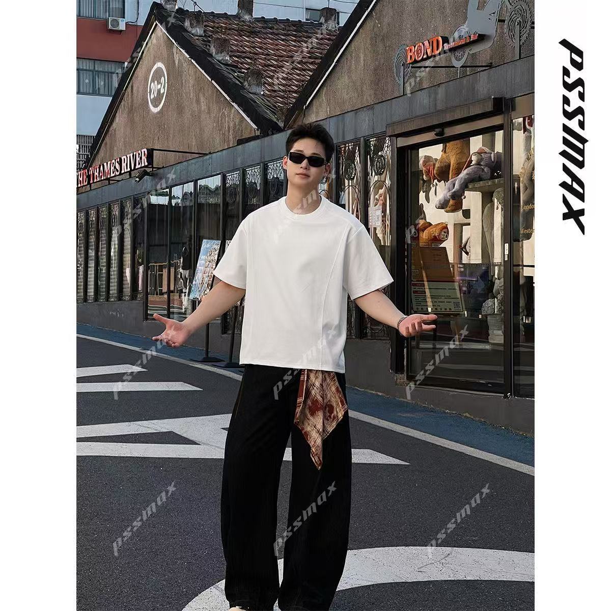 [Shujixian] Men's Versatile Structured Casual Short-Sleeved T-Shirt for Plus-Size Men