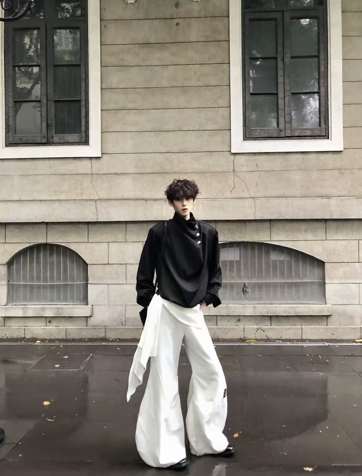 Original Niche Irregular Multi-Button Scarf-Collar Shirt (Yuta Okkotsu Cosplay)