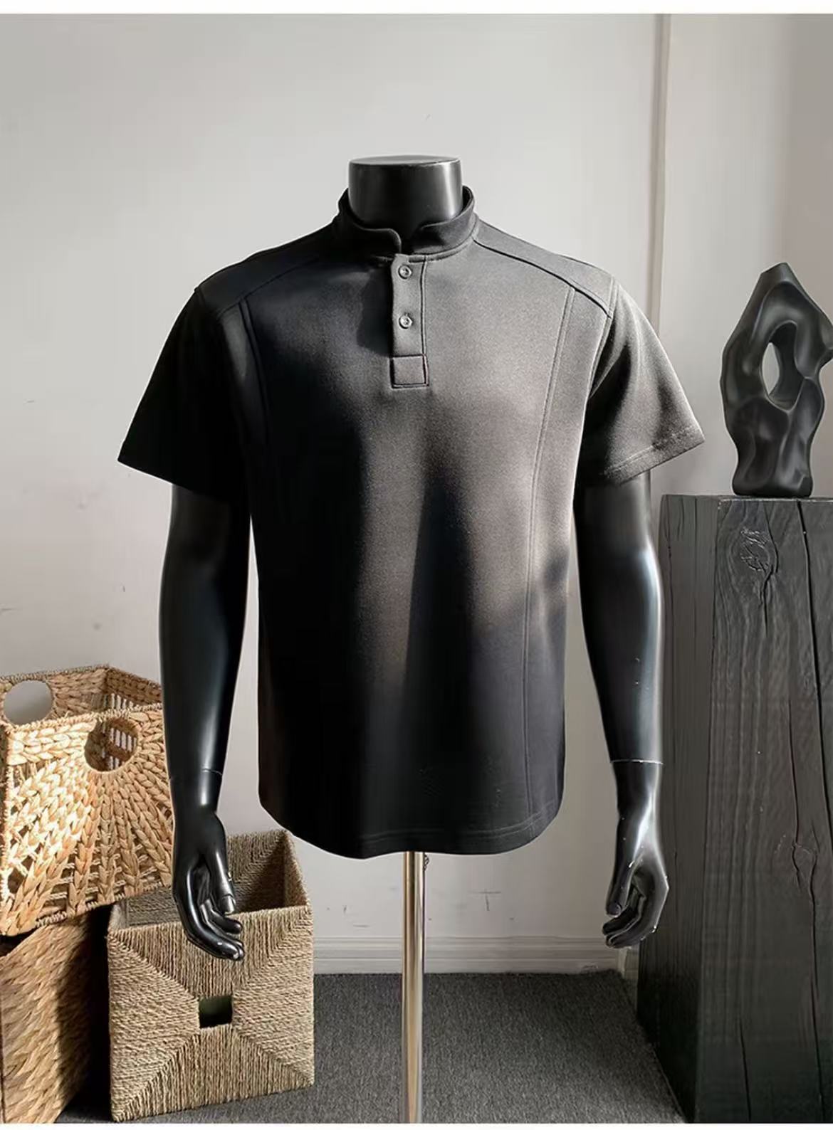 Henry Panel Shoulder Heavyweight Loose Fit Short Sleeve T-Shirt