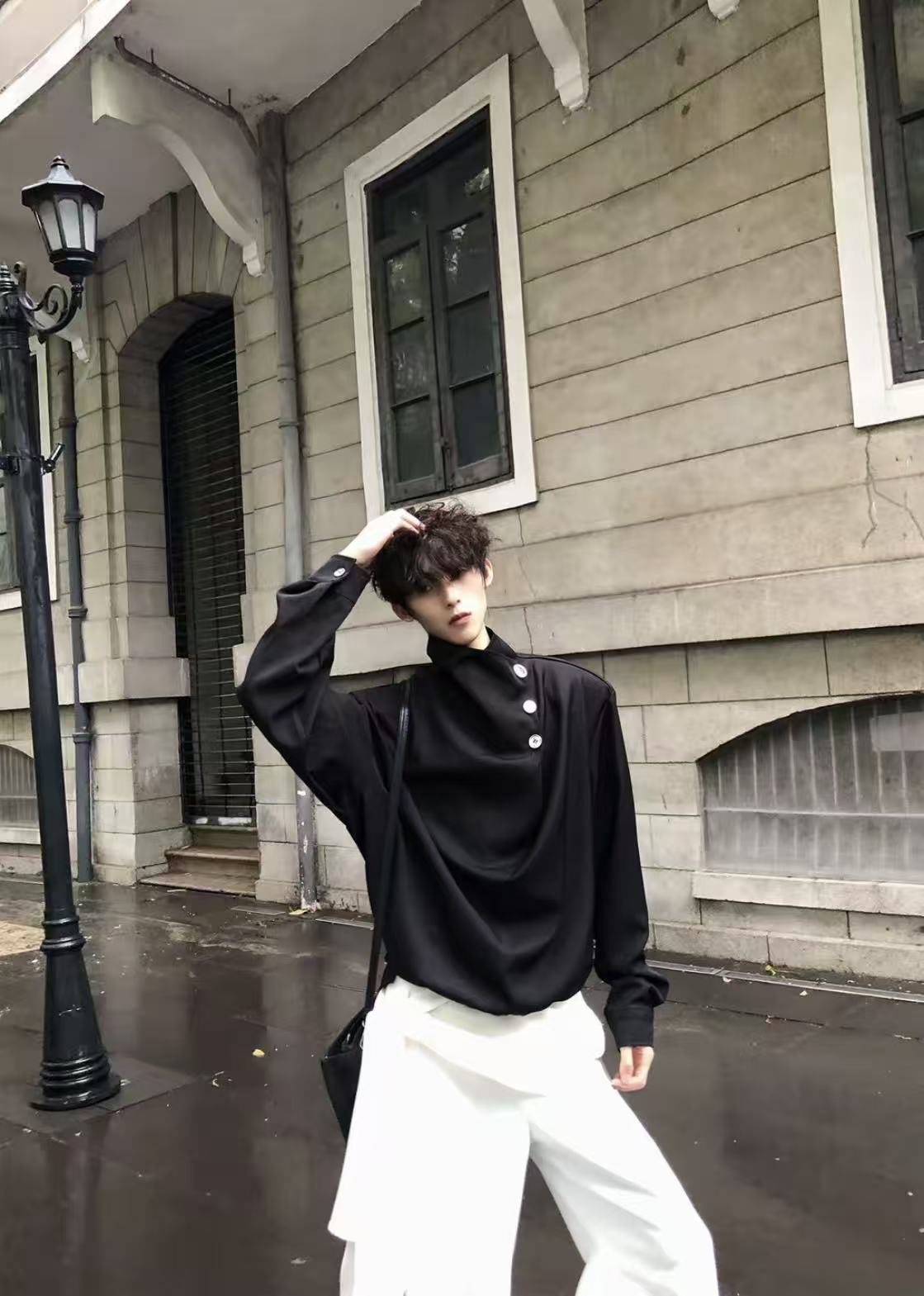 Original Niche Irregular Multi-Button Scarf-Collar Shirt (Yuta Okkotsu Cosplay)