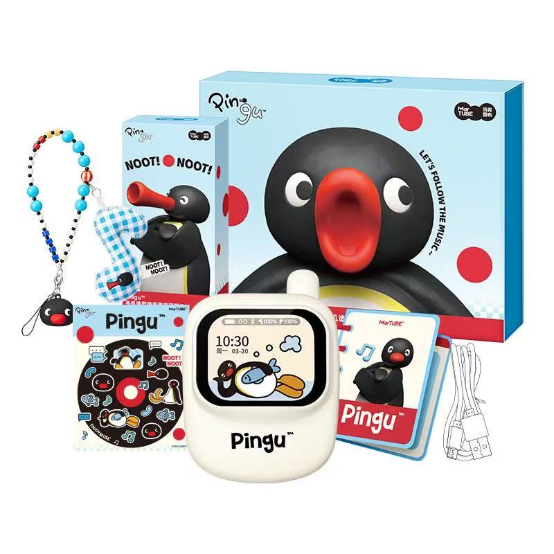 Pingu企鵝手機造型螢幕藍牙耳機禮盒套裝
