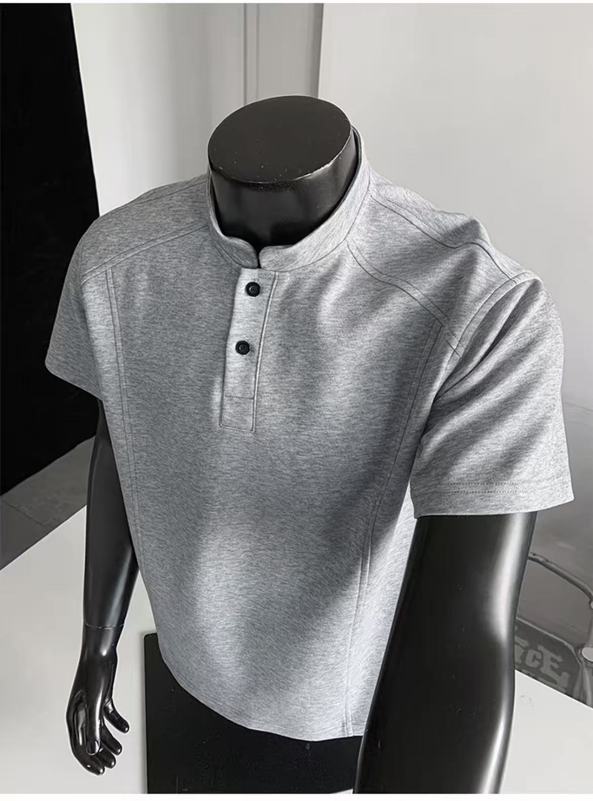 Henry Panel Shoulder Heavyweight Loose Fit Short Sleeve T-Shirt