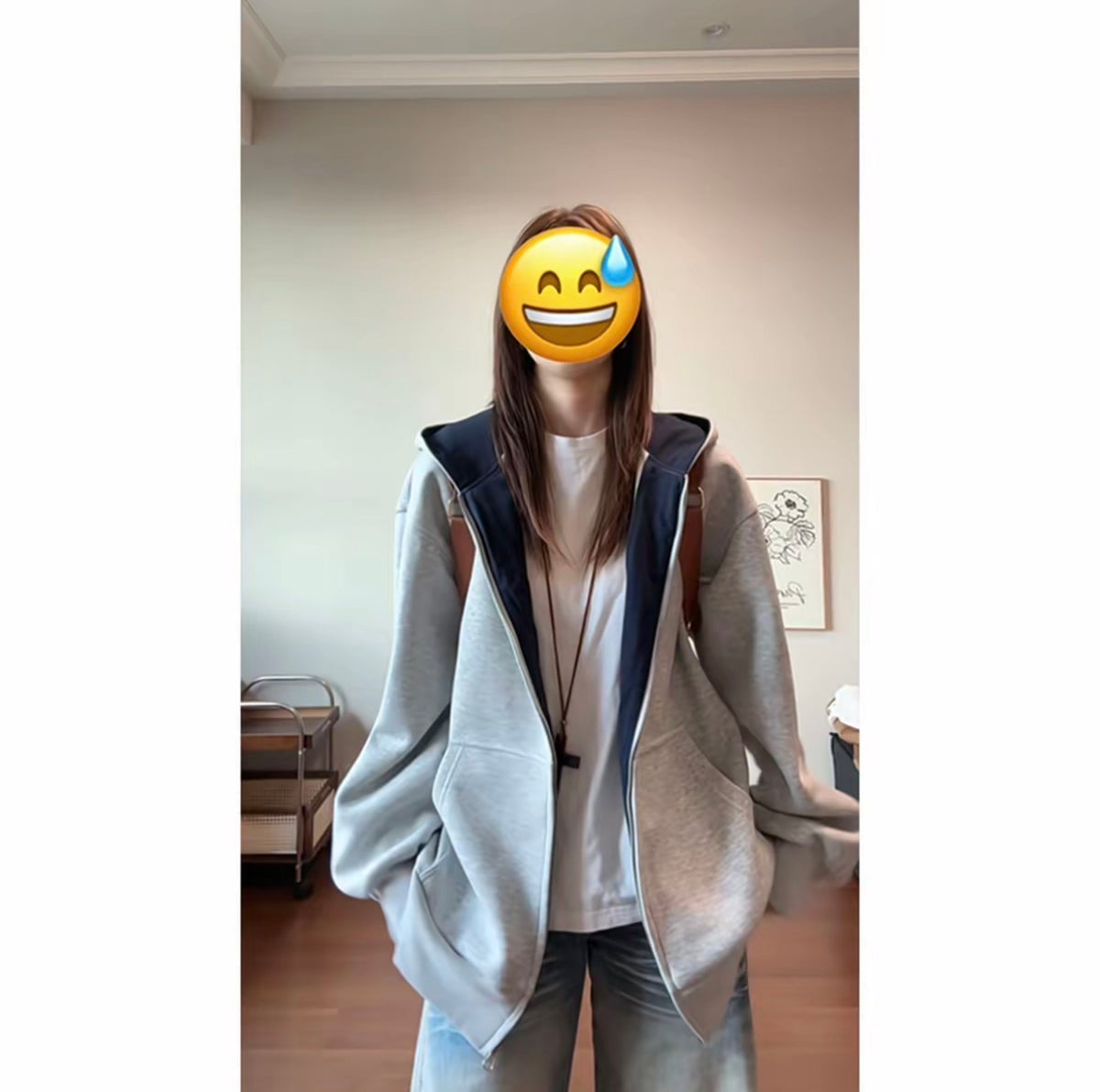 Hidden Multi-Pocket 500g Heavyweight Colorblock Stiff Cardigan Jacket