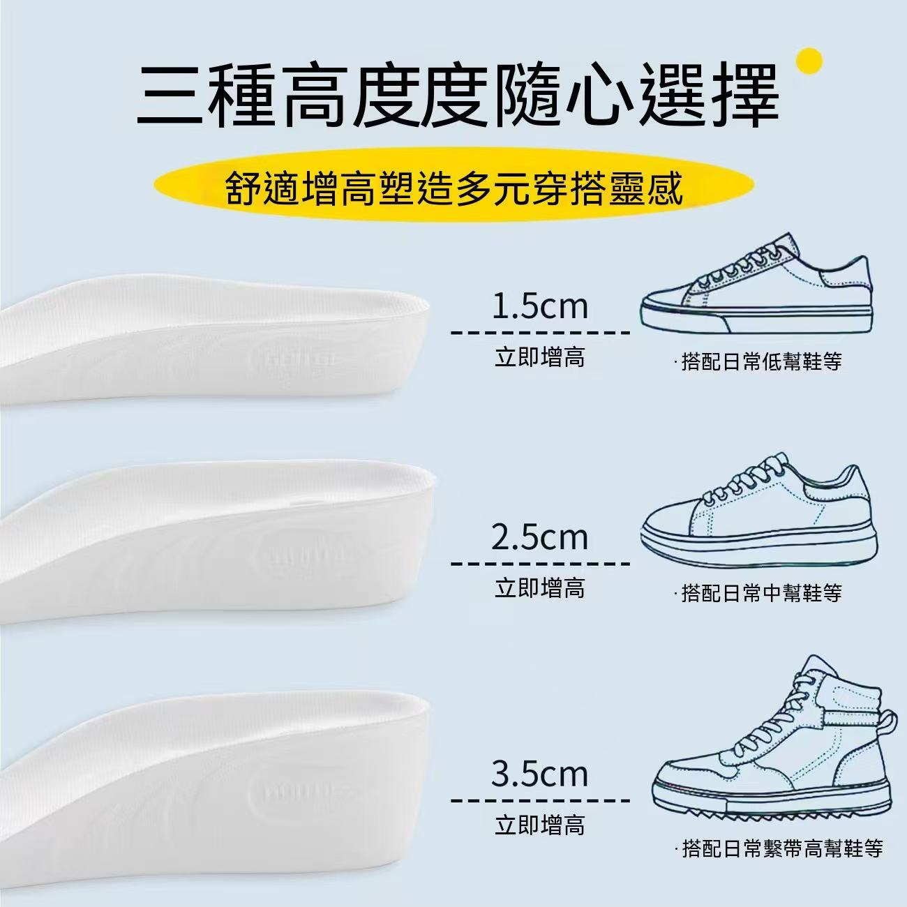 蝸牛足弓七分增高鞋墊