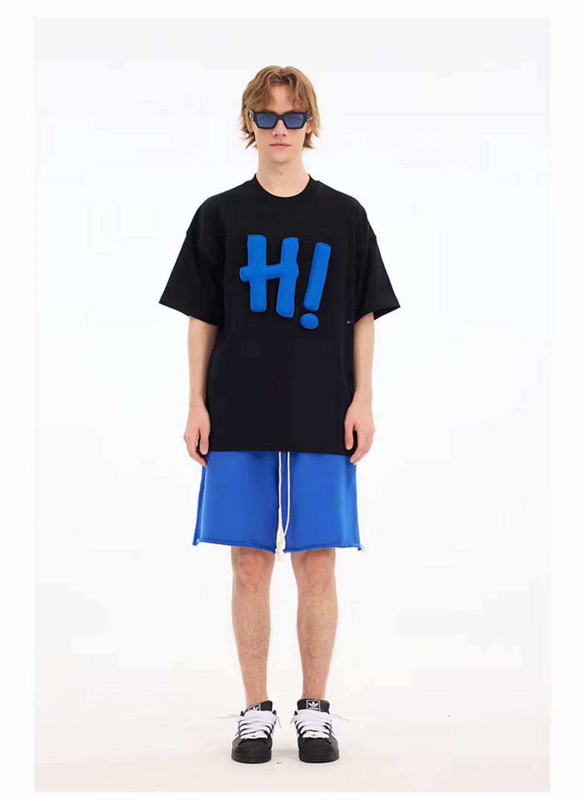 3D H! Cotton-padded short-sleeved T-shirt