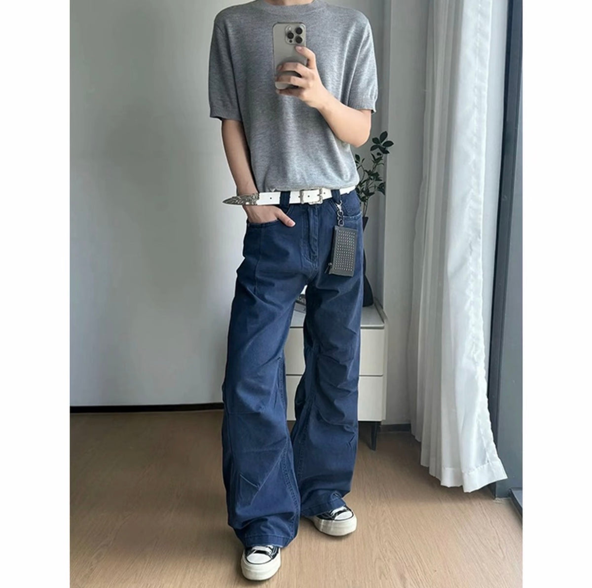 [Pleated Workwear] Cleanfit Simple and Classy Straight Wide-Leg Jeans for Men