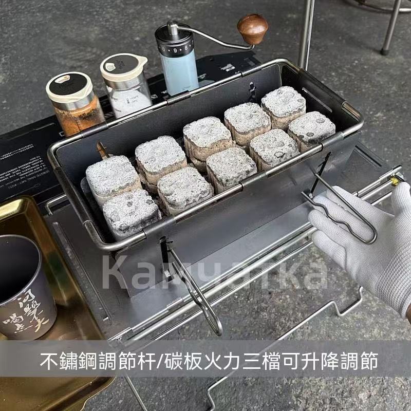 A foldable grill that collapses in one second, a portable thickened charcoal grill.