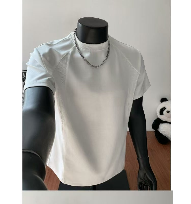 280g Heavyweight Liquid Nitrogen Air Layer Structured Shoulder Short-Sleeve T-shirt (cleanfit style)