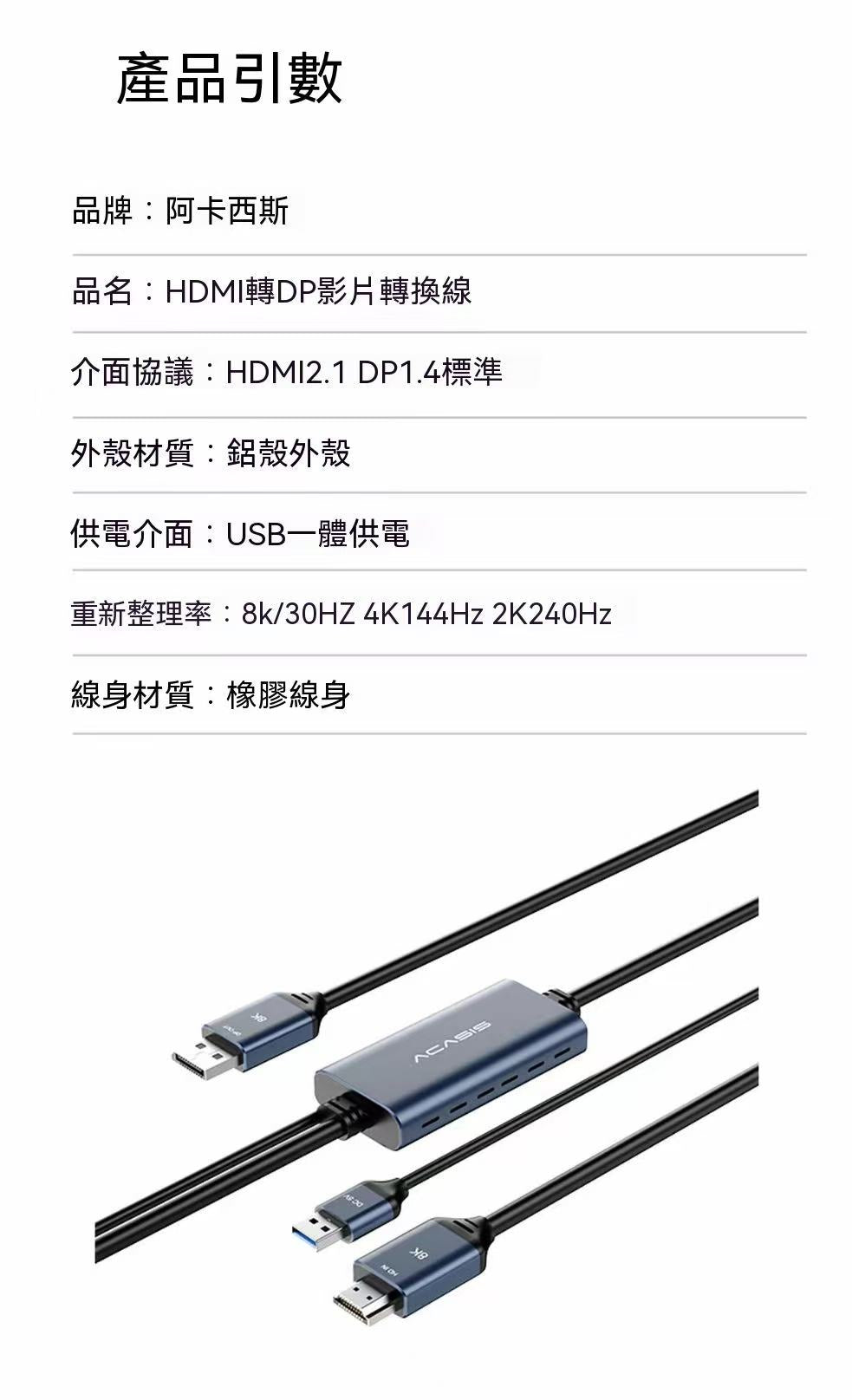ACASIS HDMI to DP Converter Cable