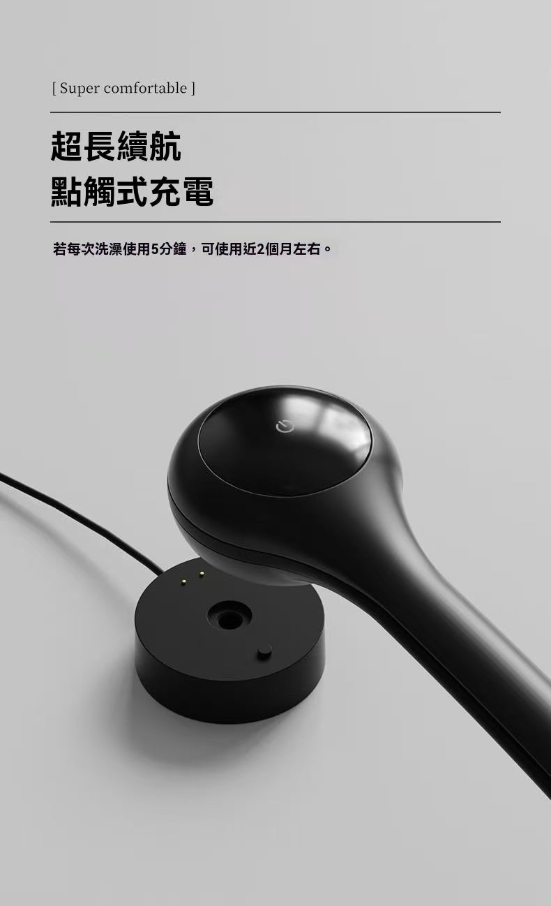 Electric long-handled bath brush for back scrubbing and body rubbing